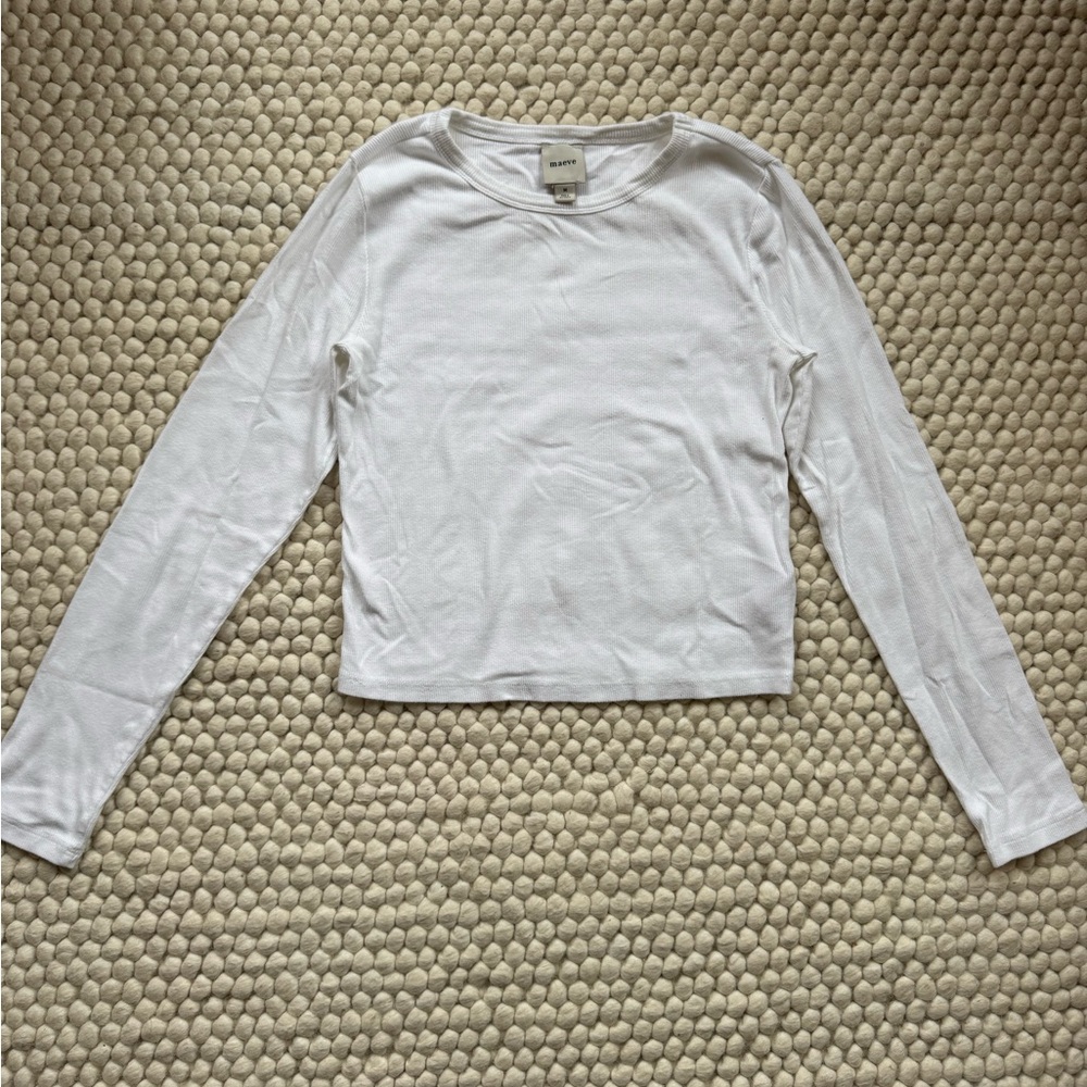 The Blair Stretch Cotton Crew-Neck Long-Sleeve Baby Tee by Maeve
